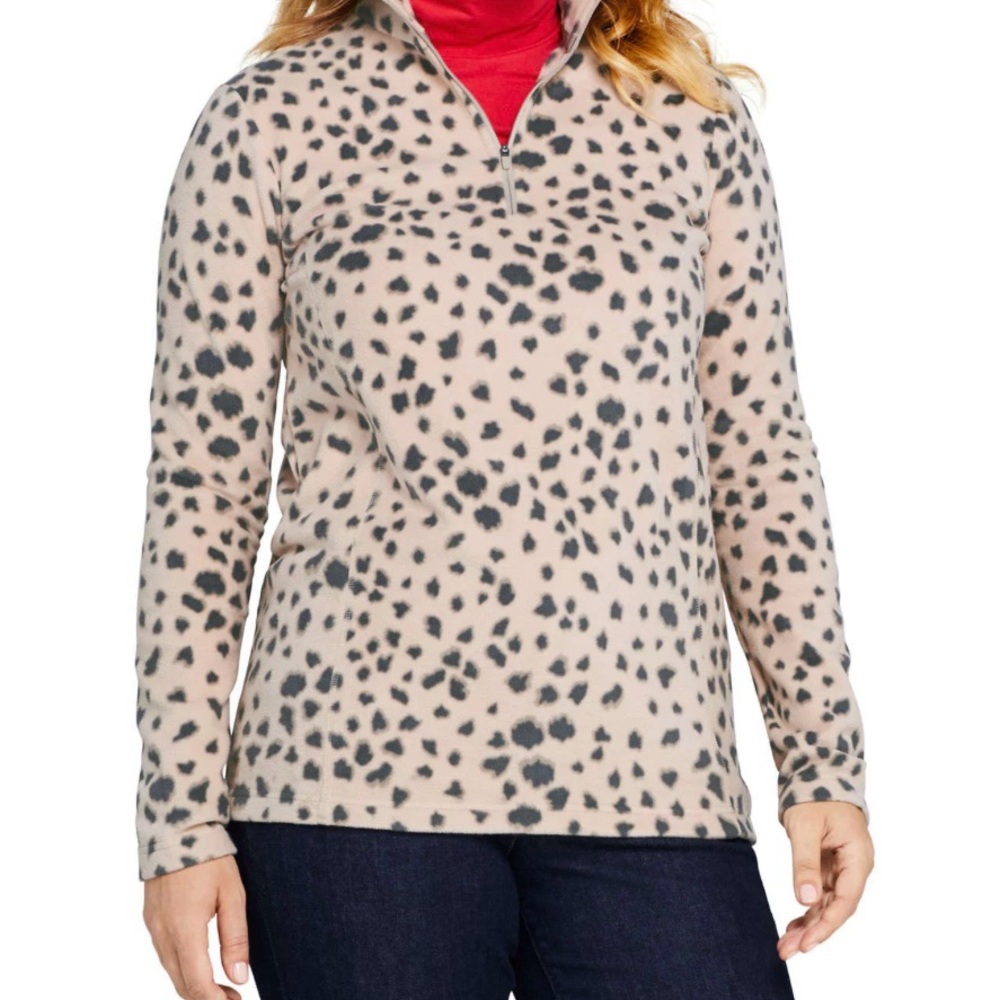 Land’s End Leopard fleece quarter zip